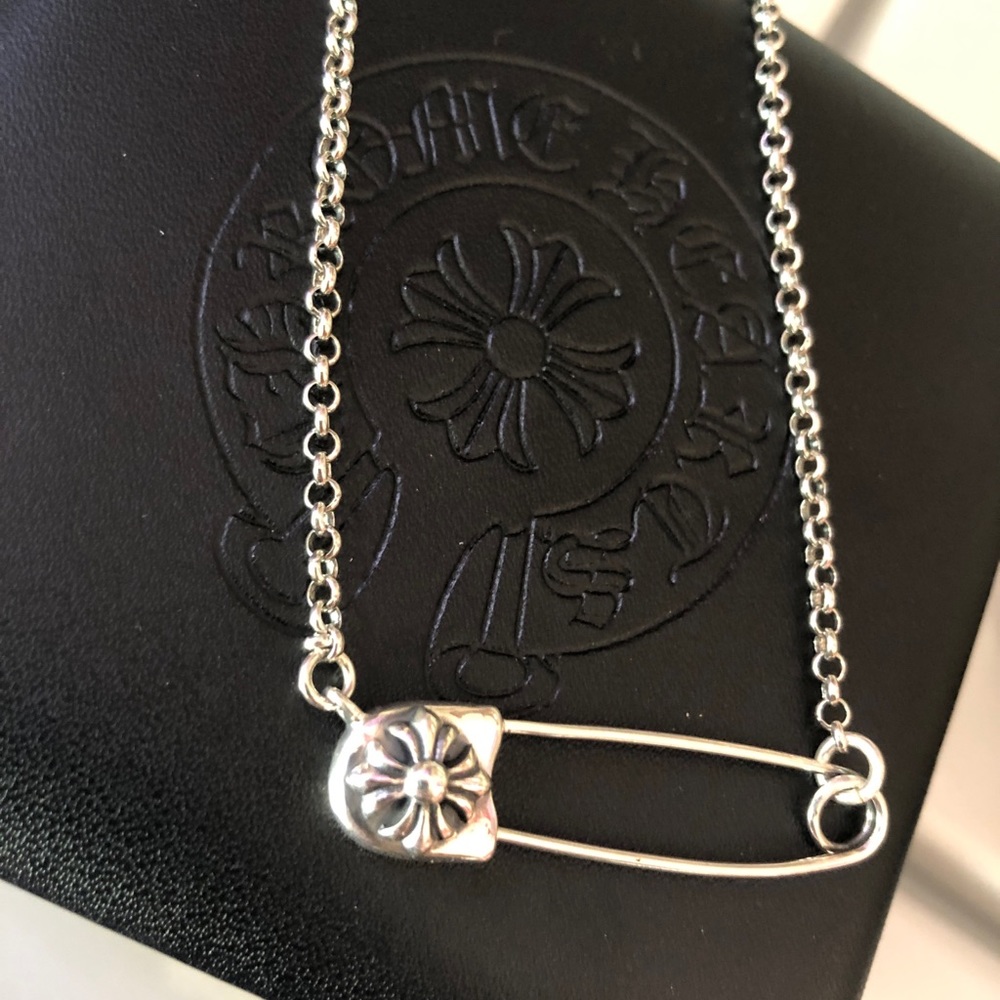Chrome Hearts silver safety pin necklace